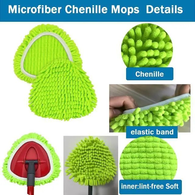 Alt view image 4 of 7 - Chenille Duster Mop Heads Replacements for Ocedar Easywring 1 Tank 3 Pack