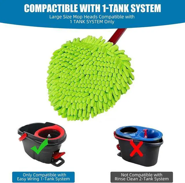 Alt view image 3 of 7 - Chenille Duster Mop Heads Replacements for Ocedar Easywring 1 Tank 3 Pack