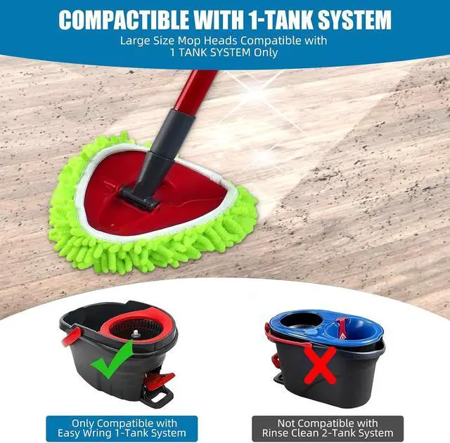 Alt view image 2 of 7 - YWSHF 2 Pack Spin Mop Heads Replacements for Ocedar 1 Tank,Green