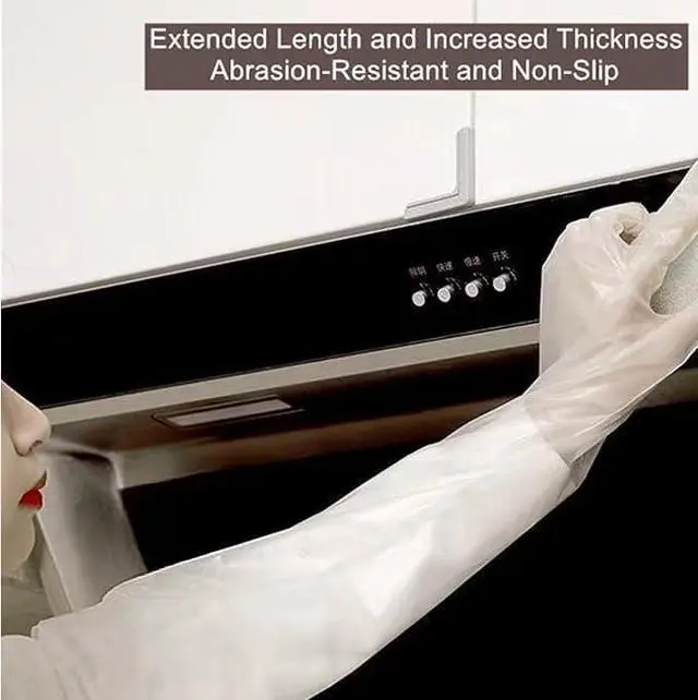 Alt view image 3 of 7 - Hipifans Long Sleeve Cleaning Gloves, 10Pcs/Set Reusable & Waterproof Protective Rubber Gloves for Household Duties, Kitchen, Dishwashing, Gardening - 23.6 Inch