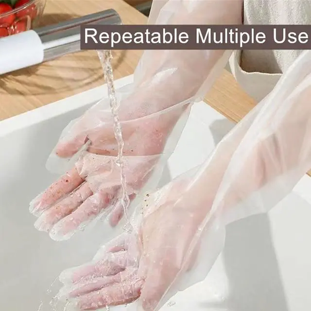 Alt view image 5 of 7 - Hipifans Long Sleeve Cleaning Gloves, 10Pcs/Set Reusable & Waterproof Protective Rubber Gloves for Household Duties, Kitchen, Dishwashing, Gardening - 23.6 Inch