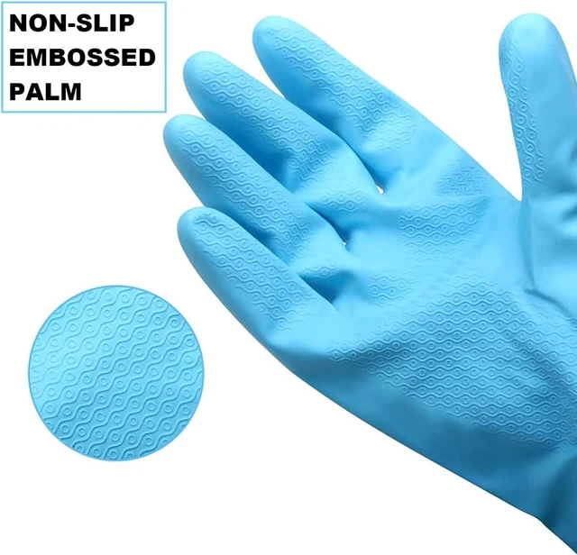 Alt view image 2 of 5 - URBANSEASONS Dishwashing Rubber Gloves for Cleaning 4 Pairs Household Gloves Including Blue, Pink, Green and Red, Non Latex and Fit Your Hands Well, Great Kitchen Tools