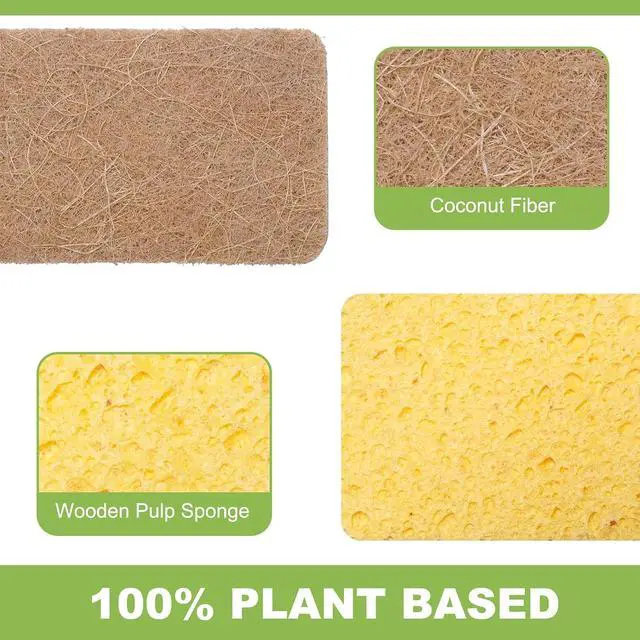 Alt view image 2 of 6 - Yolaist 12 Pack Non-Scratch Scrub Sponge, Natural Kitchen Sponges for Cleaning Kitchen, Scratch Free Biodegradable Sponges for Dishes, No-Stick Cookware