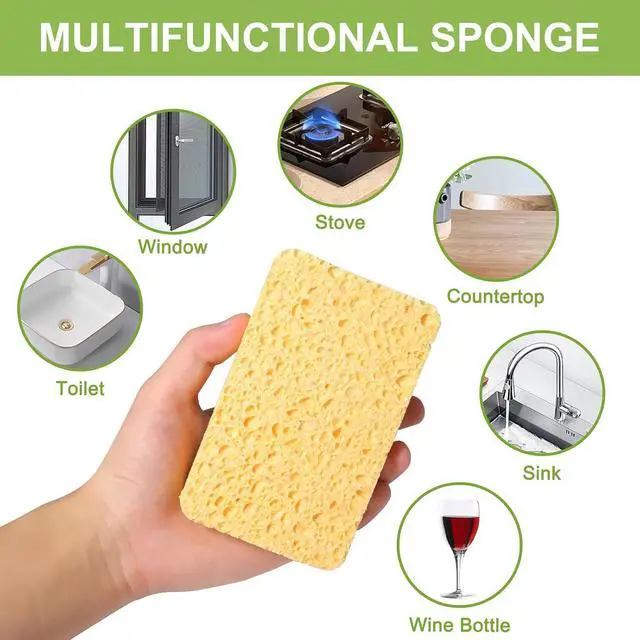 Alt view image 5 of 6 - Yolaist 12 Pack Non-Scratch Scrub Sponge, Natural Kitchen Sponges for Cleaning Kitchen, Scratch Free Biodegradable Sponges for Dishes, No-Stick Cookware