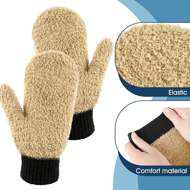 Alt view image 5 of 7 - Bencailor 3 Pairs Microfiber Dust Mittens with Thumb Household Cleaning No Scratch Dusting Reusable Gloves for Kitchen House Car Cleaning Tools(Dark Blue, Khaki, Gray, Black)