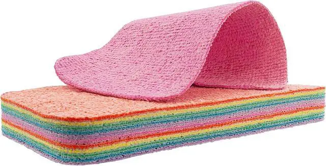 Alt view image 7 of 7 - Eurow Super Absorbent 12-Layer Microfiber Sponge Block, Tearable for Multiple Uses, Cleans Kitchen, Bathroom & More, Durable, Reusable, Soft When Wet, Multi-Color Rainbow Design for Easy Cleaning