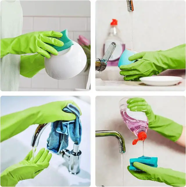 Alt view image 2 of 6 - Disfore Rubber-Gloves Dishwashing Gloves for Cleaning-Kitchen - 2 Pairs Long Household Cleaning Gloves for Washing Dishes