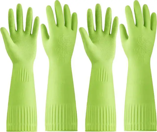 Main image of Disfore Rubber-Gloves Dishwashing Gloves for Cleaning-Kitchen - 2 Pairs Long Household Cleaning Gloves for Washing Dishes