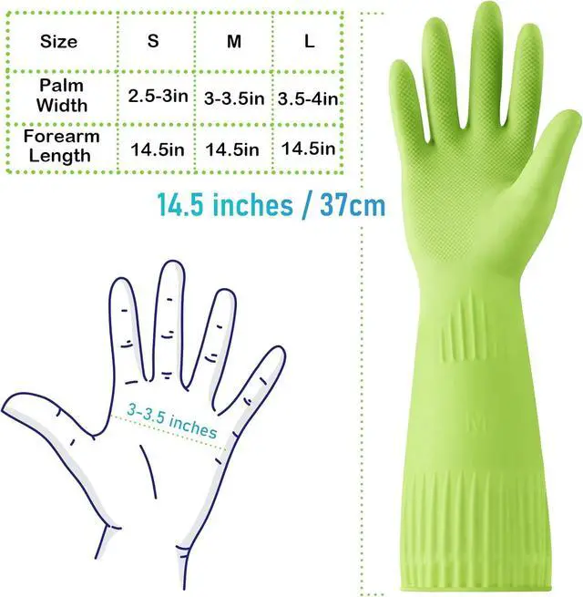 Alt view image 5 of 6 - Disfore Rubber-Gloves Dishwashing Gloves for Cleaning-Kitchen - 2 Pairs Long Household Cleaning Gloves for Washing Dishes