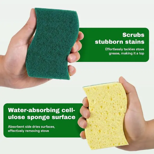 Alt view image 2 of 7 - 9 Pack Heavy Duty Dual-Sided Scrub Sponges for Tough Grease