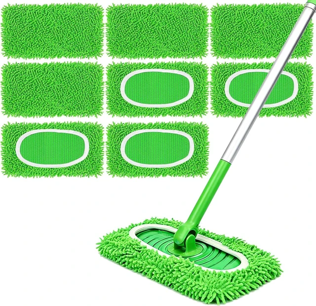 Main image of Septo 8Pcs Reusable Microfiber Mop Pads, Replacement Compatible with Sweeper Mop, Refills & Washable Dry Sweeping Cloths for Surface Hardwood Floor Cleaning(Grass Green)