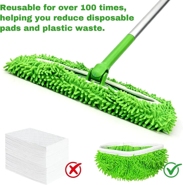 Alt view image 3 of 7 - Septo 8Pcs Reusable Microfiber Mop Pads, Replacement Compatible with Sweeper Mop, Refills & Washable Dry Sweeping Cloths for Surface Hardwood Floor Cleaning(Grass Green)