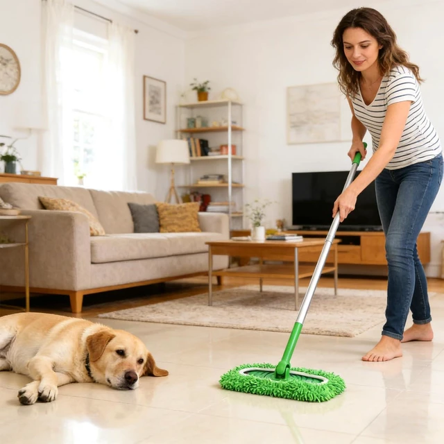 Alt view image 6 of 7 - Septo 8Pcs Reusable Microfiber Mop Pads, Replacement Compatible with Sweeper Mop, Refills & Washable Dry Sweeping Cloths for Surface Hardwood Floor Cleaning(Grass Green)