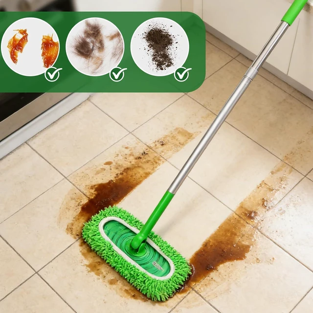 Alt view image 5 of 7 - Septo 8Pcs Reusable Microfiber Mop Pads, Replacement Compatible with Sweeper Mop, Refills & Washable Dry Sweeping Cloths for Surface Hardwood Floor Cleaning(Grass Green)