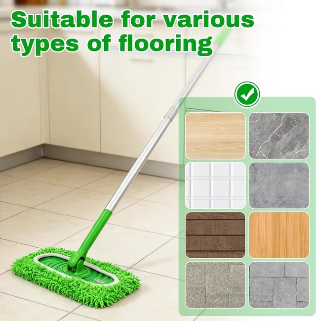 Alt view image 4 of 7 - Septo 8Pcs Reusable Microfiber Mop Pads, Replacement Compatible with Sweeper Mop, Refills & Washable Dry Sweeping Cloths for Surface Hardwood Floor Cleaning(Grass Green)