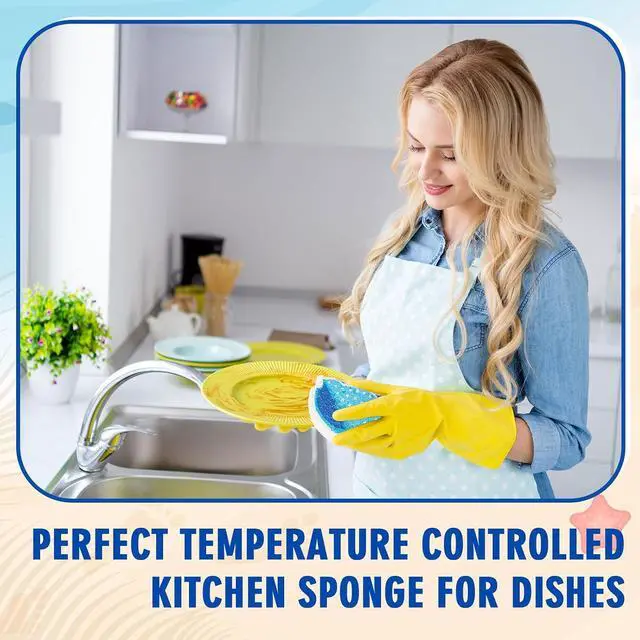 Alt view image 7 of 7 - Whaline 8Pcs Starfish Shell Kitchen Sponges Water Absorbing Dish Washing Sponge Summer Sea Snail Starfish Shell Non Scratch Cleaning Scrub Sponges for Summer Home Kitchen Bathroom