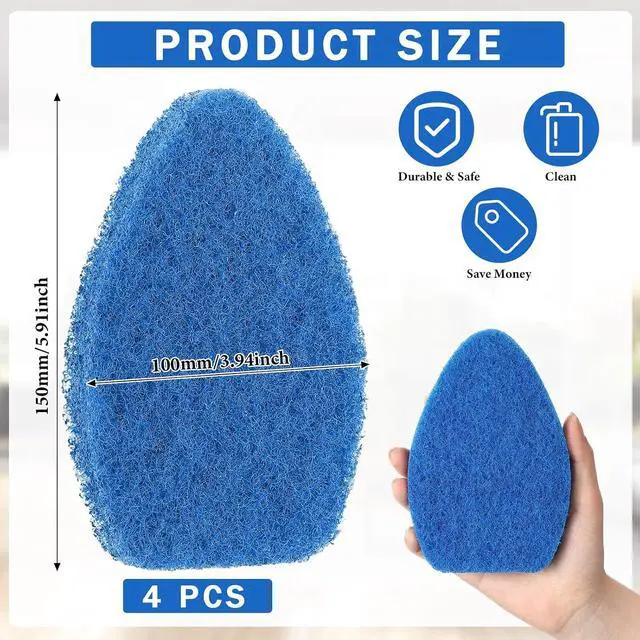 Alt view image 2 of 7 - Baderke 4 Pcs Tub Tile Scrubber Cleaning Brush Pad (Without Handle), Blue