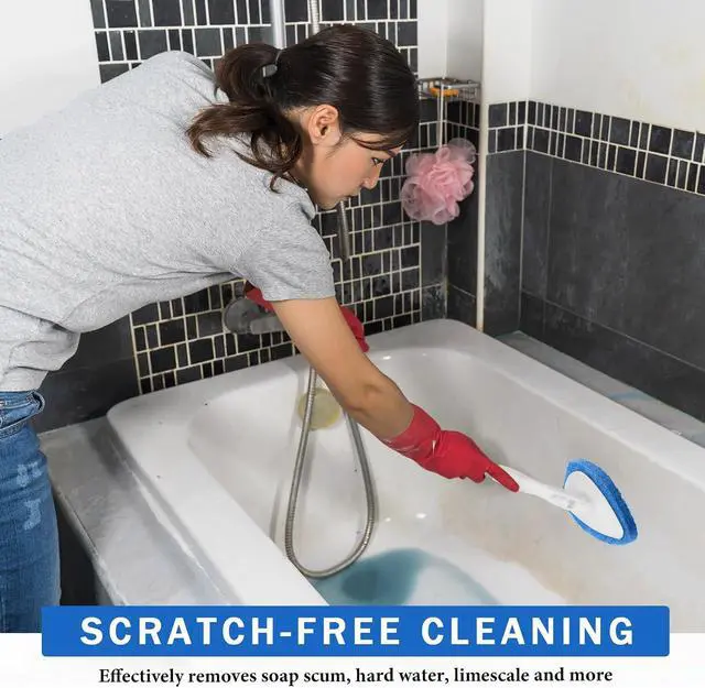 Alt view image 3 of 7 - Baderke 4 Pcs Tub Tile Scrubber Cleaning Brush Pad (Without Handle), Blue