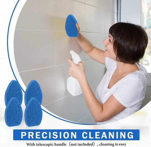 Alt view image 7 of 7 - Baderke 4 Pcs Tub Tile Scrubber Cleaning Brush Pad (Without Handle), Blue