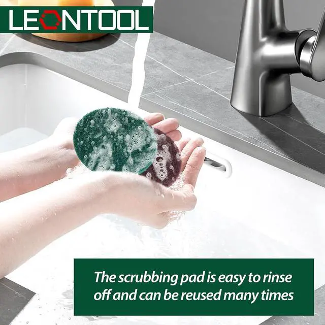 Alt view image 5 of 7 - 4 Inch Drill Powered Brush Tile Scrubber Scouring Pad Cleaning Kit