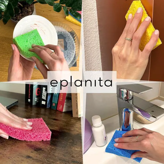 Alt view image 3 of 6 - EPLANITA Pop-Up Sponges (10 Pack) Natural Cellulose, Scratch-Free Cleaning for Kitchen & Bathroom, Washing Up, Eco Scrub, DIY Crafts