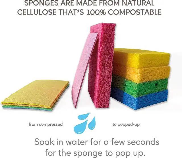 Alt view image 4 of 6 - EPLANITA Pop-Up Sponges (10 Pack) Natural Cellulose, Scratch-Free Cleaning for Kitchen & Bathroom, Washing Up, Eco Scrub, DIY Crafts