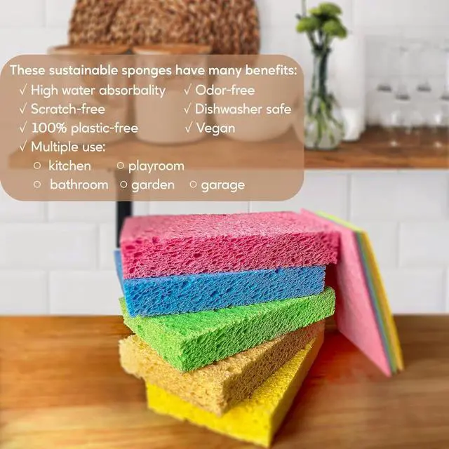 Alt view image 5 of 6 - EPLANITA Pop-Up Sponges (10 Pack) Natural Cellulose, Scratch-Free Cleaning for Kitchen & Bathroom, Washing Up, Eco Scrub, DIY Crafts