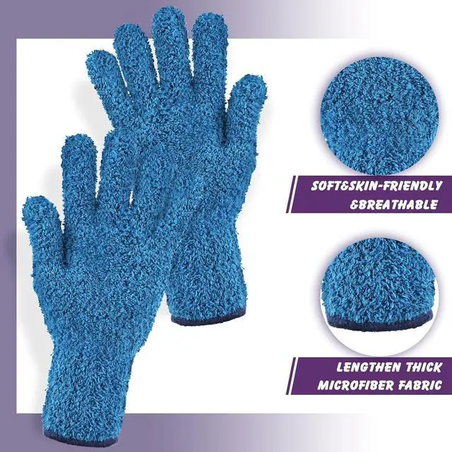 Alt view image 5 of 6 - Bencailor 3 Pairs Microfiber Dusting Gloves Plants,Purple, Blue, Rose Red