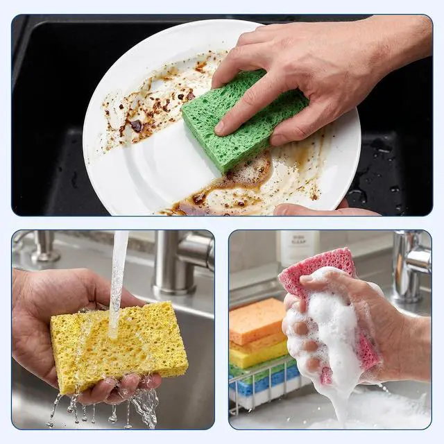 Alt view image 5 of 7 - ARCLIBER 6 Pack Thick Cellulose Scrub Sponges Non-Scratch Kitchen