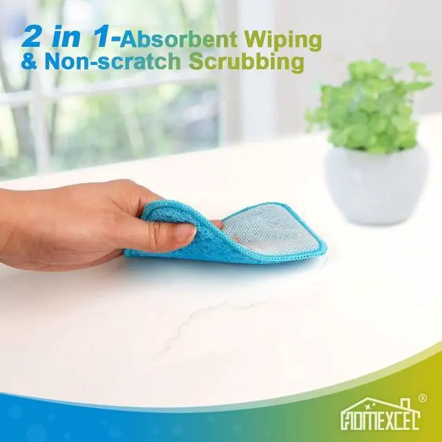 Alt view image 4 of 7 - HOMEXCEL 12PK Scrub&Wipe Cloths, Dual-Sided Non-Scratch Sponges for Kitchen