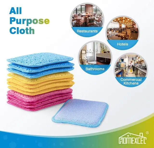 Alt view image 6 of 7 - HOMEXCEL 12PK Scrub&Wipe Cloths, Dual-Sided Non-Scratch Sponges for Kitchen