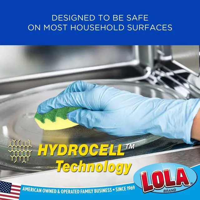 Alt view image 3 of 6 - LOLA Heavy Duty Scrub Sponges, 2 Pack, Made in USA, Superior Sponge Lasts up to 4X Longer, Reusable Long Lasting, Next Generation Cleaning