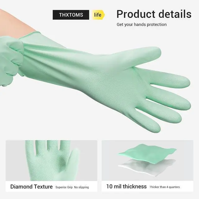 Alt view image 5 of 5 - ThxToms Reusable Nitrile Dishwashing Gloves, Latex Free, 10 Mil, M