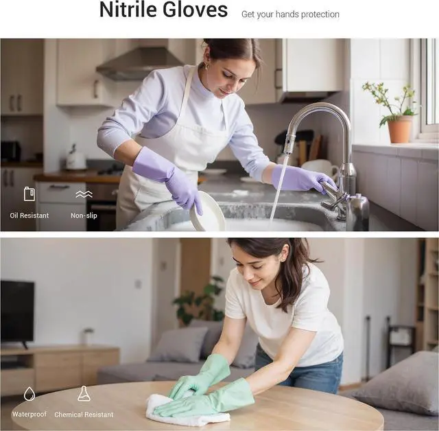Alt view image 4 of 5 - ThxToms Reusable Nitrile Dishwashing Gloves, Latex Free, 10 Mil, M