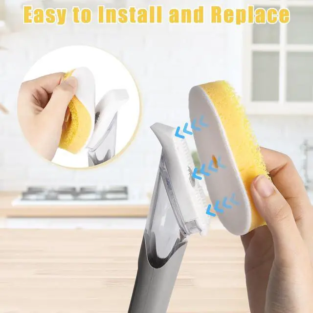 Alt view image 5 of 7 - 8 Packs Dish Wand Sponge Refills for Scrub Daddy Dish Daddy - Replacement Heads for Dish Sponges, Non Scratch Dish Washing Scrubbers, Ideal for Kitchen Cleaning, Yellow (Only Sponge Heads)