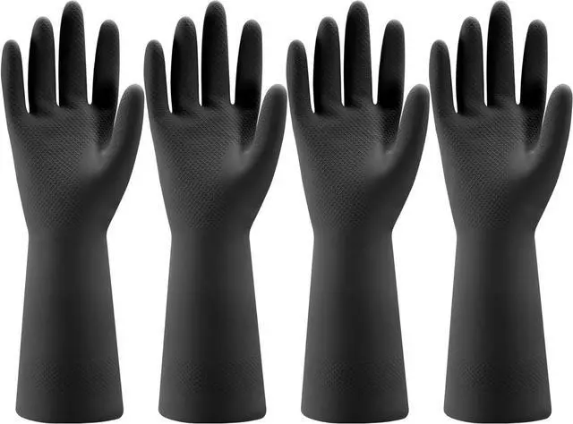 Main image of Bamllum 4 Pairs Rubber Kitchen Dishwashing Gloves - Reusable Household Cleaning Gloves for Washing Dishes and Cleaning Tasks, Flexible Long-lasting and Non-Slip (Medium, Black)