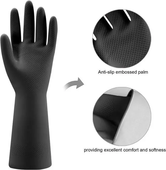 Alt view image 2 of 7 - Bamllum 4 Pairs Rubber Kitchen Dishwashing Gloves - Reusable Household Cleaning Gloves for Washing Dishes and Cleaning Tasks, Flexible Long-lasting and Non-Slip (Medium, Black)