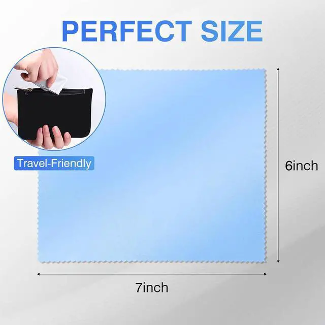 Alt view image 4 of 7 - 60-Pack Microfiber Cleaning Cloths for Glasses, 6x7 Inch Premium Lens Cleaning Cloth for Screens, Cameras, Eyeglasses, Cell Phone, LCD TV ScreensBlackGrey and Light Blue