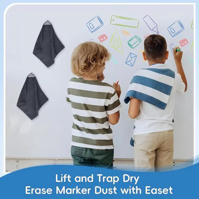 Alt view image 6 of 7 - GoClimber 4 Pack Magnetic Microfiber Cleaning Cloth, Dry Erase Erasers Cleaner for Whiteboards, Blackboards, Chalkboards, Glassboards, Home, Office, School, Gray, 10'' x 9.25''
