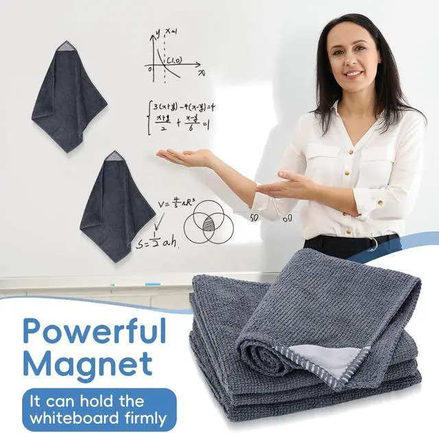 Alt view image 5 of 7 - GoClimber 4 Pack Magnetic Microfiber Cleaning Cloth, Dry Erase Erasers Cleaner for Whiteboards, Blackboards, Chalkboards, Glassboards, Home, Office, School, Gray, 10'' x 9.25''
