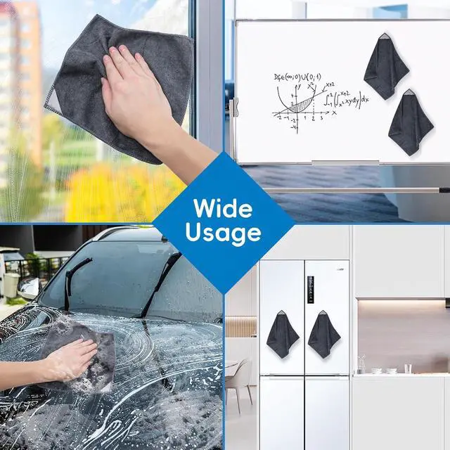 Alt view image 7 of 7 - GoClimber 4 Pack Magnetic Microfiber Cleaning Cloth, Dry Erase Erasers Cleaner for Whiteboards, Blackboards, Chalkboards, Glassboards, Home, Office, School, Gray, 10'' x 9.25''