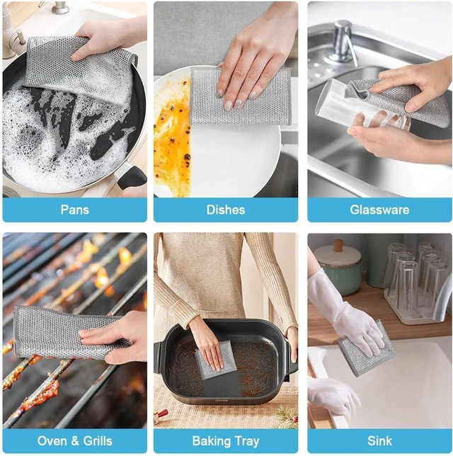 Alt view image 7 of 7 - AIDEA Non Scratch Wire Dishcloth 24PK, Dish Cloths for Washing Dishes 7"×8"