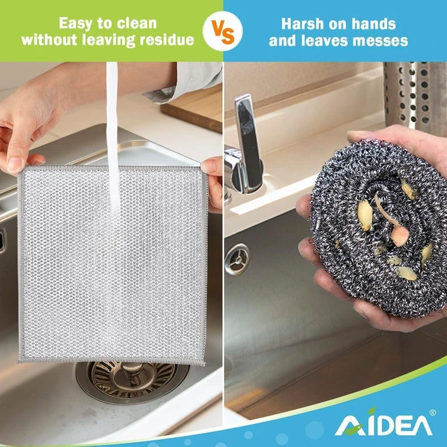 Alt view image 6 of 7 - AIDEA Non Scratch Wire Dishcloth 24PK, Dish Cloths for Washing Dishes 7"×8"