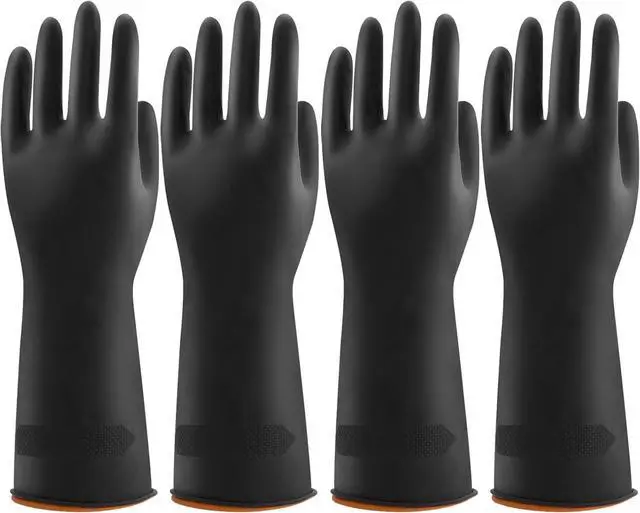 Main image of Bamllum Reusable Rubber Dishwashing Gloves, Black, 4 Pairs, Medium