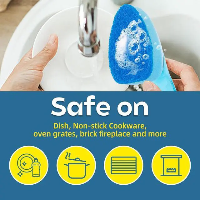 Alt view image 2 of 6 - Non-Scratch Dishwand Refills 6 Pack, Scratch-Free Replacement Sponge Heads for Dish Wand, Dishwashing Soap Dispensing Refills, Gentle Scrubber Pads for Kitchen Dishes Sink Cleaning