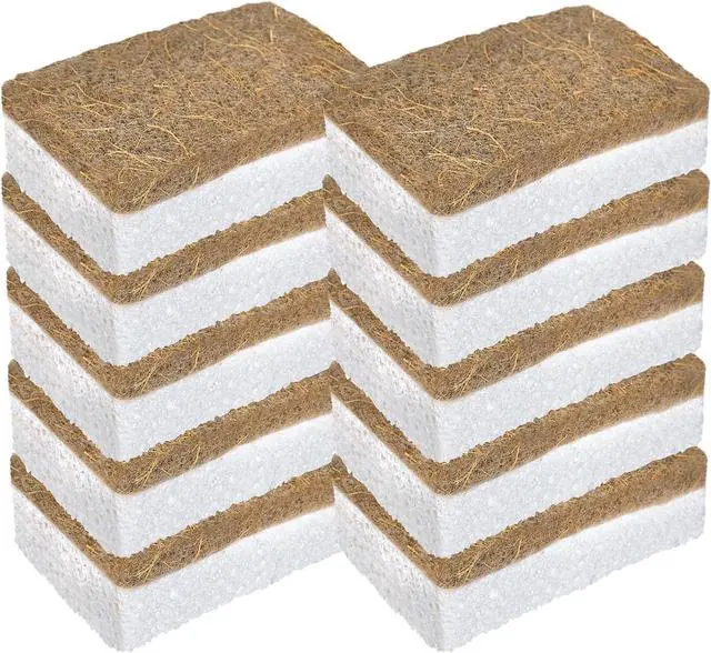 Main image of YoleShy Natural Sponges Kitchen Biodegradable Dish Sponge for Washing Dishes Compostable Coconut Walnut and Cellulose Plant Based, 10 Pack