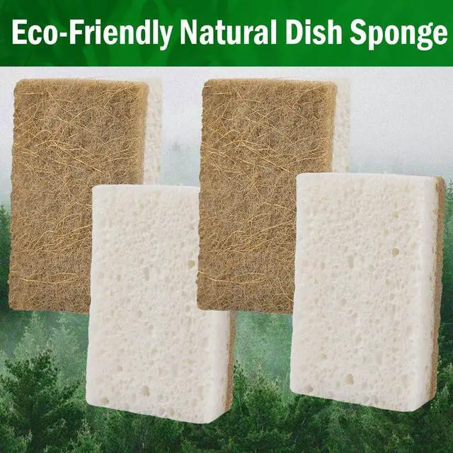 Alt view image 7 of 7 - YoleShy Natural Sponges Kitchen Biodegradable Dish Sponge for Washing Dishes Compostable Coconut Walnut and Cellulose Plant Based, 10 Pack