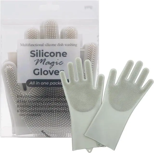 Alt view image 2 of 7 - Silicone Magic Gloves: Ultimate Cleaning Gloves for Dishwashing, Kitchen, Pet, and Car - Heat & Cold Resistant, Non-Slip, Reusable - Eco-Friendly Scrubbing Gloves for Household Cleaning Food Grade