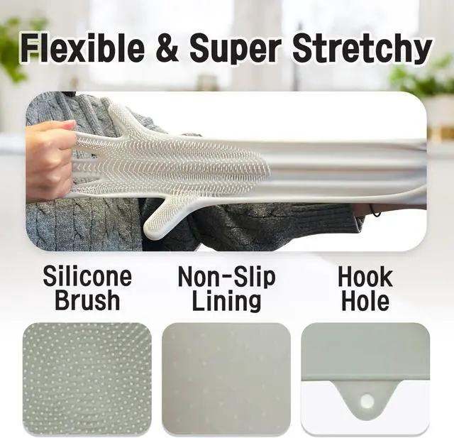 Alt view image 3 of 7 - Silicone Magic Gloves: Ultimate Cleaning Gloves for Dishwashing, Kitchen, Pet, and Car - Heat & Cold Resistant, Non-Slip, Reusable - Eco-Friendly Scrubbing Gloves for Household Cleaning Food Grade