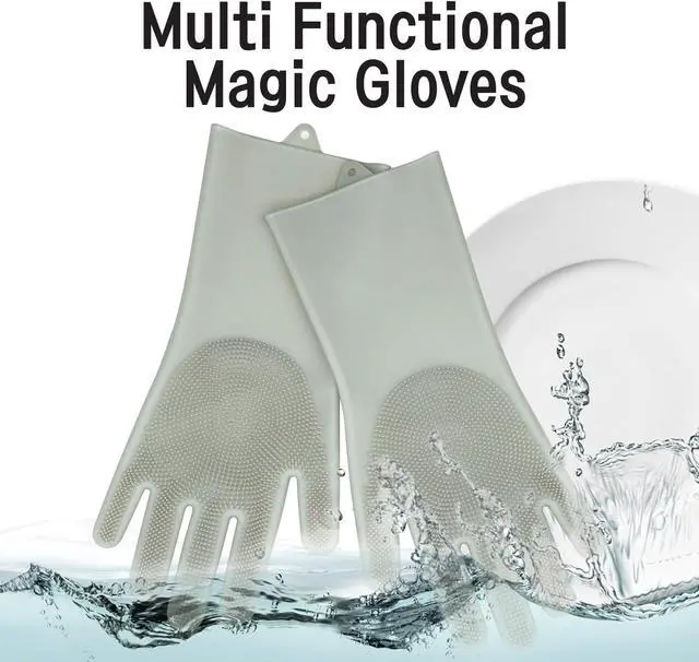 Alt view image 6 of 7 - Silicone Magic Gloves: Ultimate Cleaning Gloves for Dishwashing, Kitchen, Pet, and Car - Heat & Cold Resistant, Non-Slip, Reusable - Eco-Friendly Scrubbing Gloves for Household Cleaning Food Grade